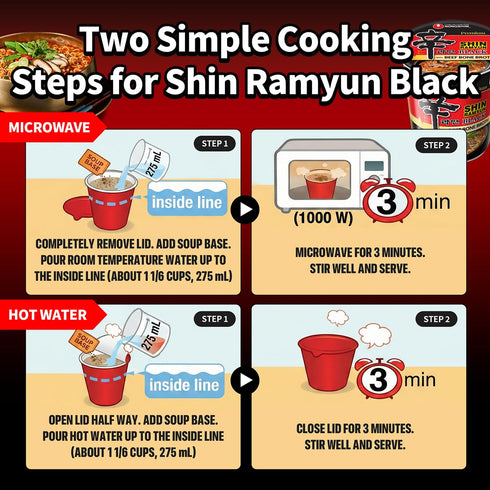 3.5 (Pack 6) Nongshim Shin Black Noodle Soup, Spicy, Ounce