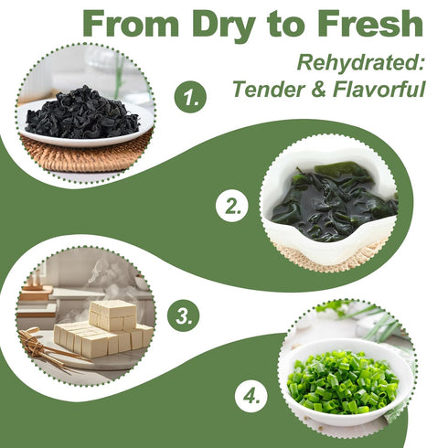 7oz Dried Miso Soup Mix Instant Dried Wakame Seaweed, Freeze-Dried Tofu & Green Onion Base for Ramen, Udon, Noodles