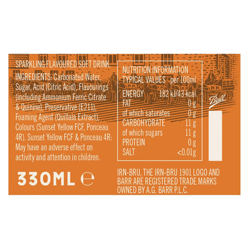 1901, 12 Pack 12 330ml IRN-BRU A Very Special Vintage Recipe, No Caffeine, Full Sugar, Taste The First Ever IRN-BRU
