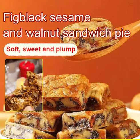 Packaged 250g/8.8oz (3 Fig and Walnut Two in One, Fig Walnut Black Sesame Pie, Nutritious Nut Snack,Traditional