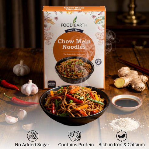 250g Pack 1 Food Earth Chow Mein Noodles Authentic Stir-Fry for Asian Cooking | Non-Sticky Wok-Ready Noodles for Chow