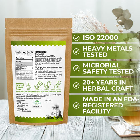 1.8 oz. 50g Shepherds Purse Herb Bulk Herbal Tea Shepard Purse Herb (Capsella Bursa-Pastoris) - Tea Bolsa De Pastor