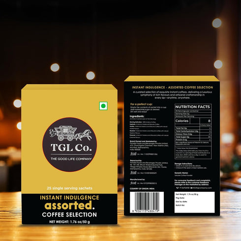 25 5 Packets TGL Co. Assorted Instant Coffee Sticks Sachets | Varieties (Flavored & Classic) | Single-Serve Instant