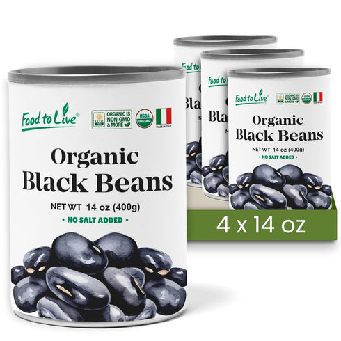 Food to Live Organic Canned Black Beans, 14 oz (Pack of 4)