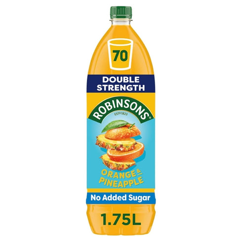 Robinsons Double Strength Orange & Pineapple Fruit Squash No Added Sugar 1750Ml