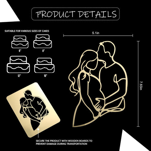 XIASILI Pregnant Woman Acrylic Happy Birthday Cake Topper, Pregnant Mom Dad Cake Charm, Parents Cake Charm,Gender