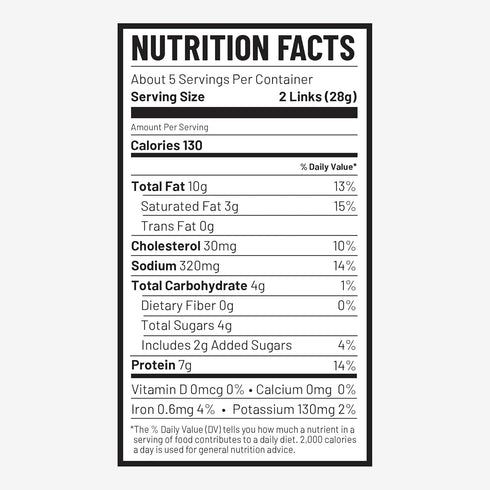 7g 5 oz. Duke's Pork Teriyaki Smoked Shorty Sausages, Protein Per Serving