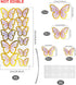 Set of 66 Pack Mixed Size & Colour Purple Gold Cupcake Toppers 3D Butterfly Cake Picks with Dot Glue for Party