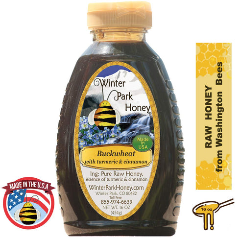 16 Oz Buckwheat Honey with Cinnamon and Turmeric (Joint Health)