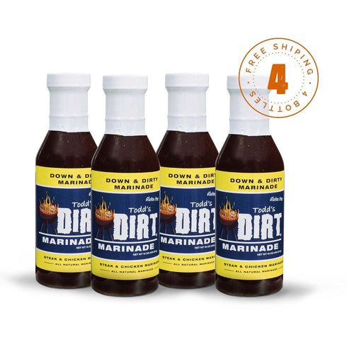 Todd's DIRT Todds DIRT - Down and DIRTY Marinade 15oz 4 Bottles Pack, Steak,