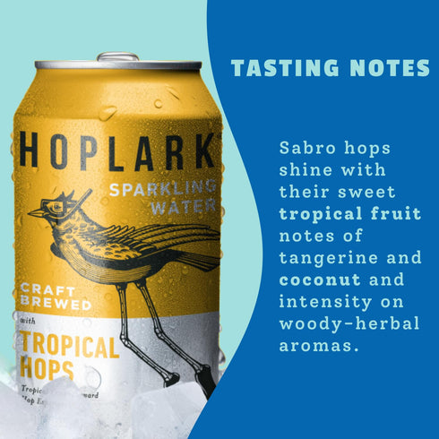 (12oz. Pack 18) Whole30 HOPLARK Water - Sparkling Hop Water - TROPICAL - Cans, of - Organic, Gluten Free, Vegan, Zero