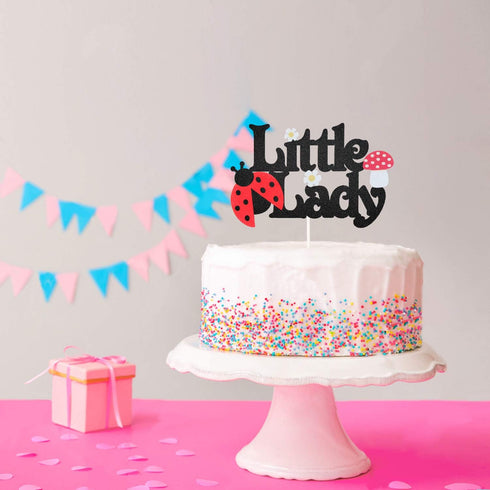 Little Lady Ladybug Theme Cake Topper - Birthday, Garden Theme Baby Shower Gender Reveal Party Decoration