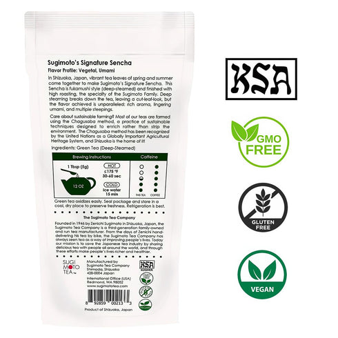 SUGIMOTO TEA Japanese Sencha Green Tea Loose Leaf, 3.5 oz (100 g), Pack of 1