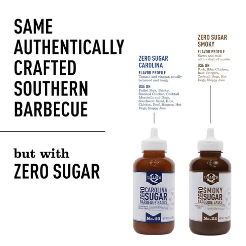 (13.8oz) (13.6oz) (2-pack) Lillie's Q - Zero Sugar Smoky BBQ & Zero Sugar Carolina BBQ Sauce Combo, Gluten-Free