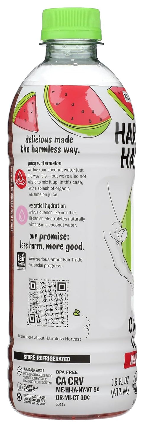 Harmless 16oz Harvest Coconut Water with Watermelon