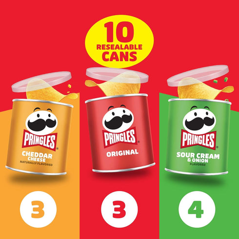 Pack, 13.7oz Pack (10 Pringles Potato Crisps Chips, Lunch Snacks, Variety Cans)