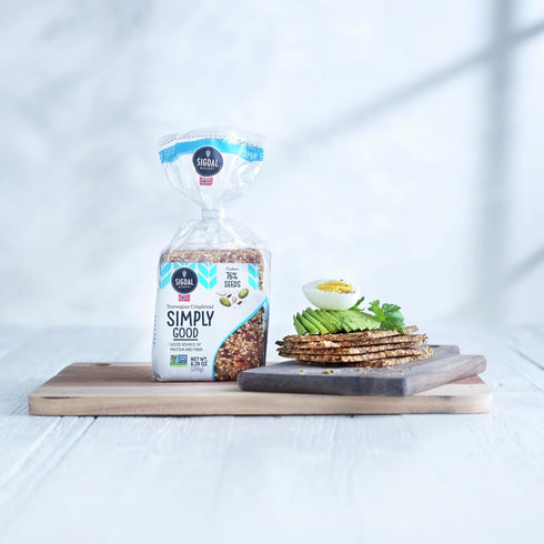 76% 8.29 oz (235g) (Pack 12) Sigdal Bakeri Simply Good Norwegian Crispbread | Good Source of Protein & Fiber | Non GMO