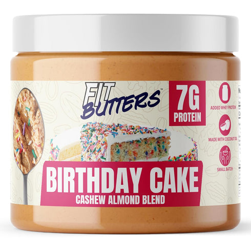 Fit Butters Birthday Cake Cashew Almond Butter Spread - Added Protein and