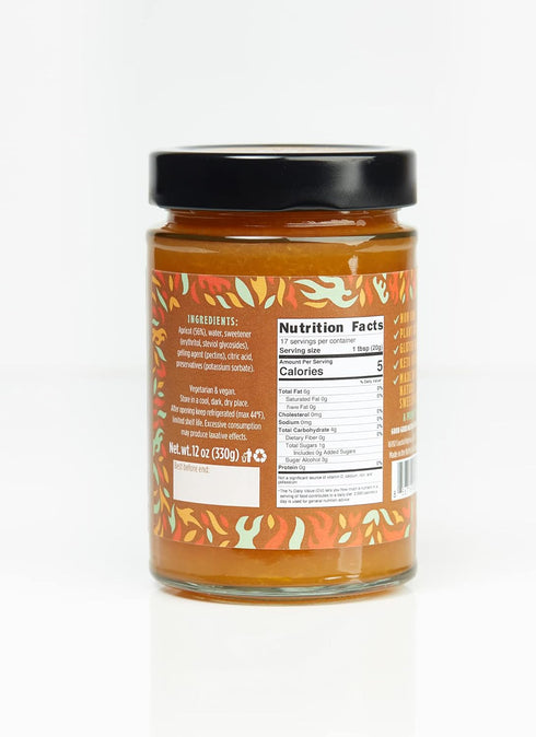 12oz 330g (Pack 1) GOOD GOOD Apricot Jam - No Added Sugar - Low Calorie - Gluten Free and Vegan - Diabetic and Keto
