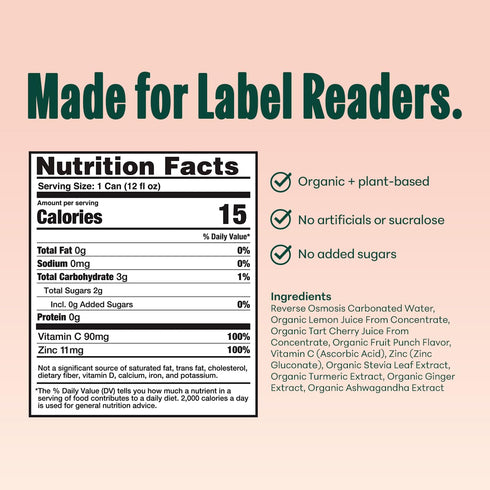 Immune 12 Pack (12oz NOOMA - Daily Wellness Soda - Low Calorie & Low Sugar Healthy Soda - Organic & No Sucralose