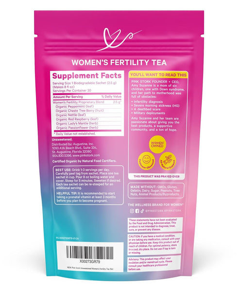 Pink Stork Fertility Tea for Conception and Hormone Balance, Organic Mint, 15 Sachets
