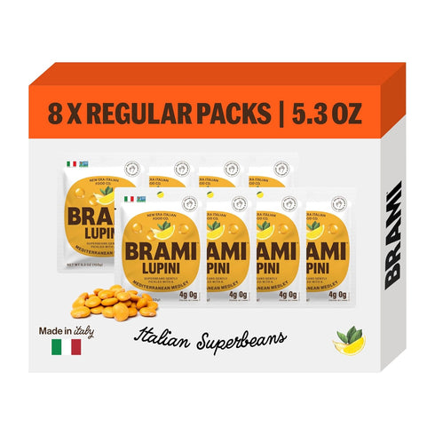 BRAMI Lupini Beans Snacks, Mediterranean Medley | 7g Plant Protein, 0g Net
