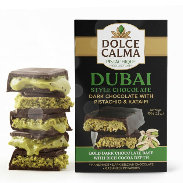 Dolce Calma Dubai Chocolate Bar Dark (100g / 3.5oz) Viral Authentic Handmade