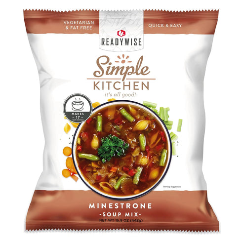 READYWISE - Simple Kitchen, Minestrone Soup Mix, 17 Servings, MRE, Vegetarian, Food,
