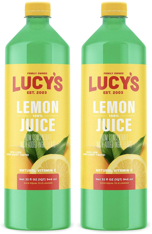 Lucy's Family Owned - 100% Lemon Juice 32oz. Bottle (2 PACK)