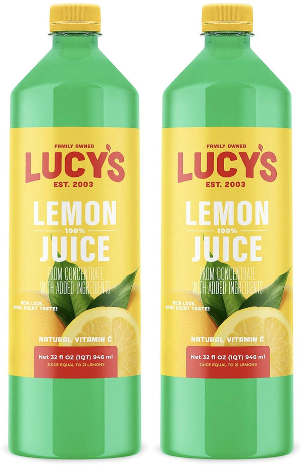 Lucy's Family Owned - 100% Lemon Juice 32oz. Bottle (2 PACK)