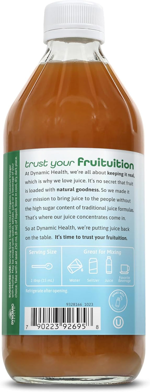 16 oz Dynamic Health Coconut Vinegar with Mother - USDA Organic Fermented Coconut Vinegar, Loaded with Natural