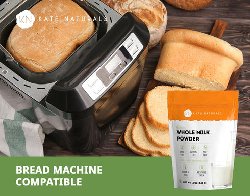 (12oz) Kate Naturals Dry Whole Milk Powder for Baking, Coffee & Milkshakes RBST-Free, Made in USA, Dried Powdered