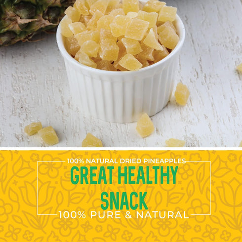 1 16 oz. Herbaila Dried Pineapple Chunks, Pound. Dehydrated Pineapple Chunk, Dehydrated Pineapple Bulk, Dried Pineapple