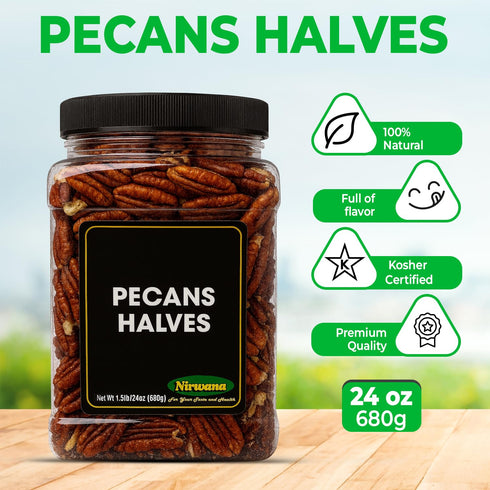 Roasted Pecan Halves - Ready-to-Eat Snack and Pantry Essential