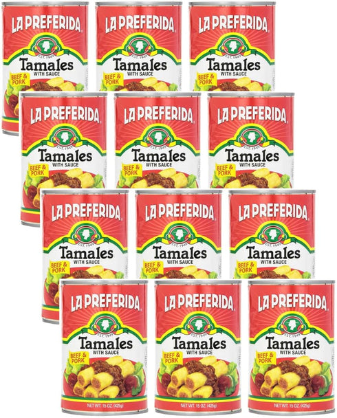 La Preferida Beef & Pork Tamales (Hearty Mexican Canned Tamales in Red