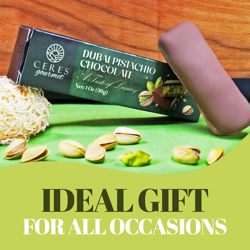 3-Pack (1 oz Ceres Gourmet Dubai Pistachio Chocolate Knafeh Bar Each) | Crunchy Kunafa & Creamy Pistachio Chocolate