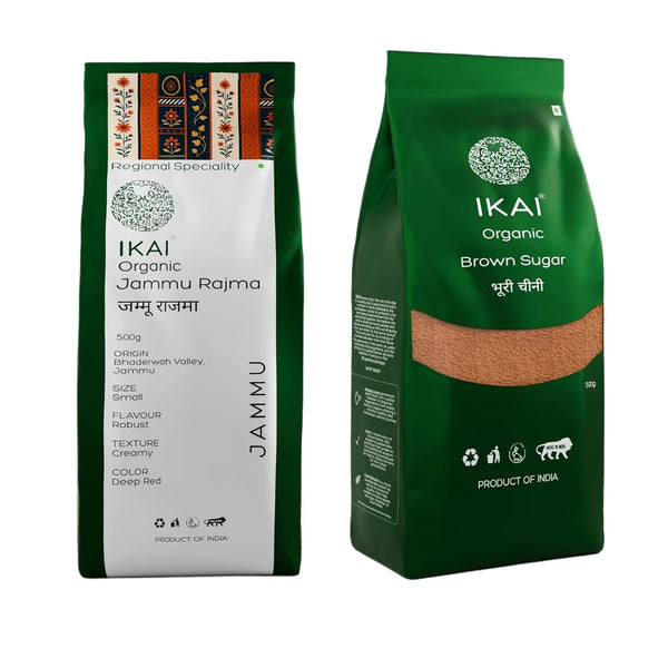 IKAI Organic Jammu Rajma + Organic Brown Sugar | 500gm Each |