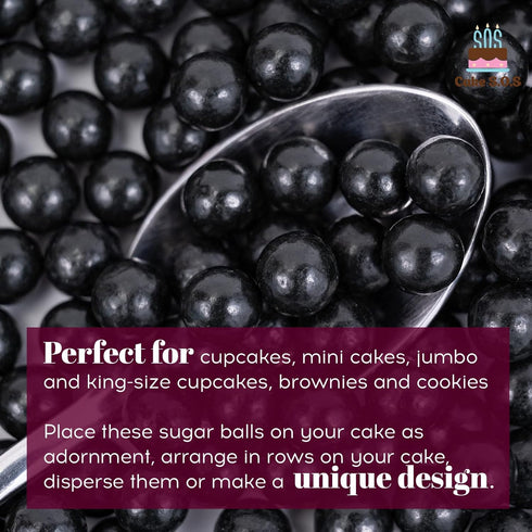 8 mm 4 oz Sugar Pearls - Pearlized Metalic Black