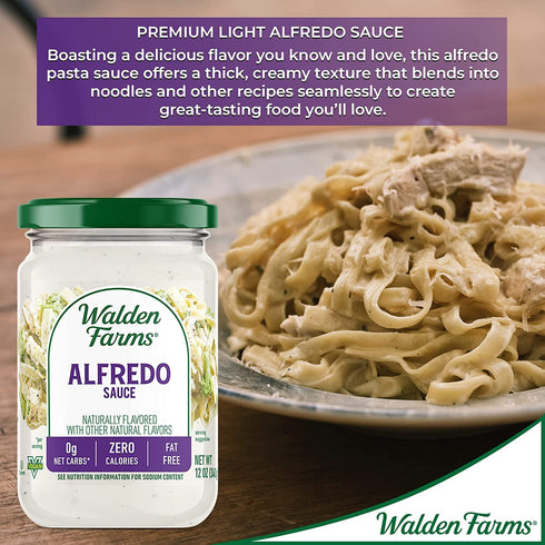 Walden Farms Light Alfredo Sauce, 12 oz. Jar (2 Pack) - Vegan, Keto Friendly, Perfect for Chicken, Pasta & More