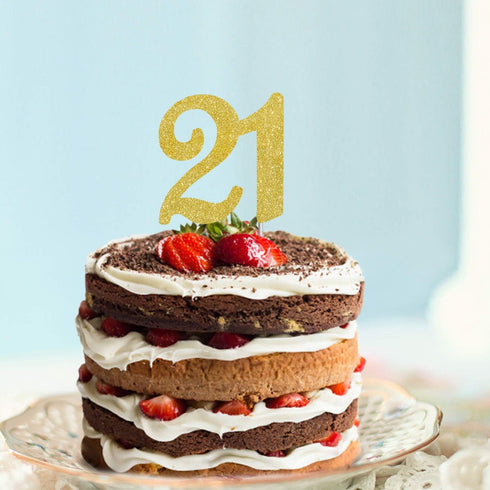 Number 21 Cake Topper - Happy 21th Birthday or Anniversary Party Decoration Supplies