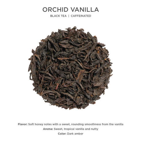 35-50 Tea Forte Orchid Vanilla Premium Loose Leaf Caffeinated Black Tea Blend Canister, Makes Cups