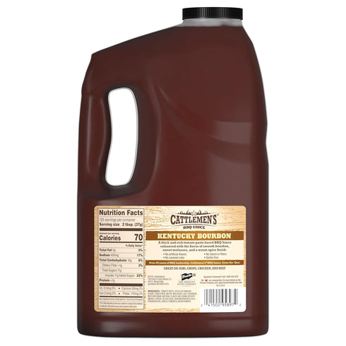 1 Cattlemen's Kentucky Bourbon BBQ Sauce, gal - One Gallon Jug of Kentucky Bourbon Barbecue Sauce to Flavor Ribs