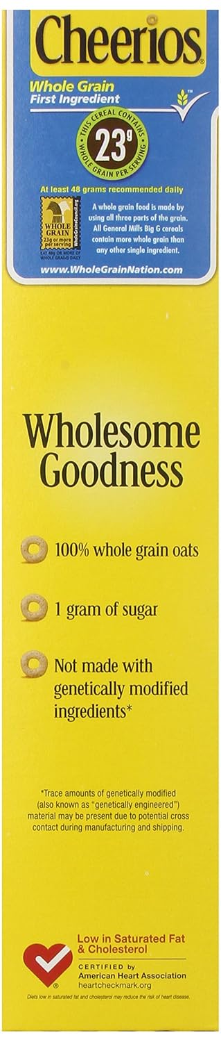 21 oz. (Pack 2) Cheerios, Breakfast Cereal, Gluten Free, Family Size, Cereal Box