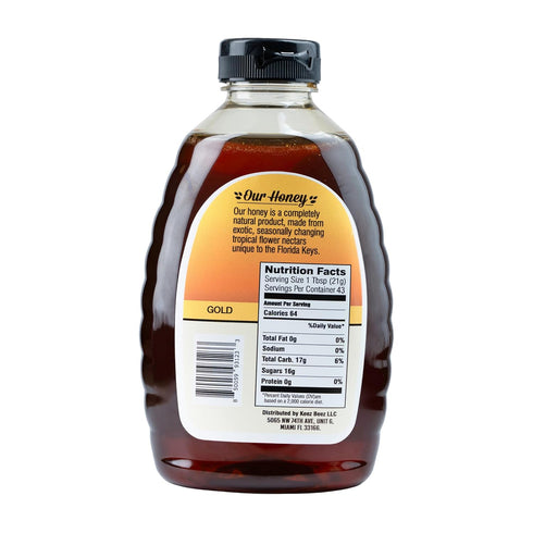 100% 32 oz (2 lb) KEEZ BEEZ Natural Raw Gold Honey Citrus fl in Squeeze Bottle Organic, Non-GMO, Kosher Certified, Bulk