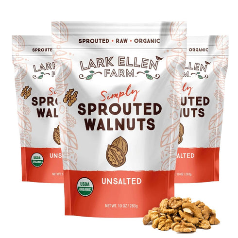 Lark Ellen Farm Organic Sprouted Walnuts Raw, Unsalted, Keto-Friendly, Healthy Vegan Snack,
