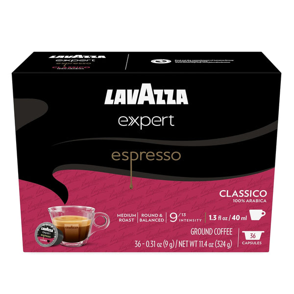 Lavazza Expert Espresso Classico Capsules, Medium Roast 100% Arabica, Compatible with Lavazza Classy Machines (36