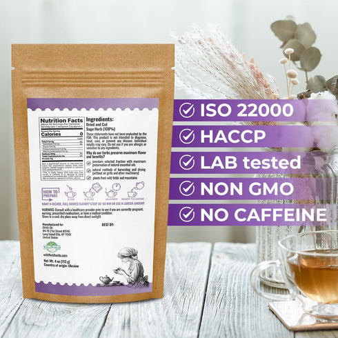 4 oz. 113g (4 oz) Dried Sage Herb Herbs Tea (Salvia Officinalis) - Herbal Tea Salvia Sage