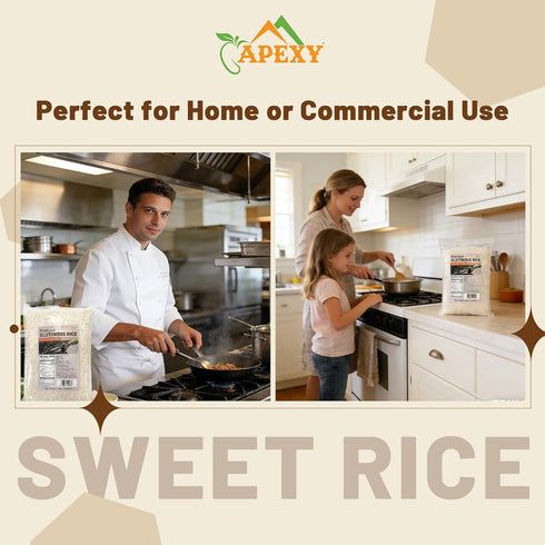 APEXY 10 lb Premium Long Grain Sweet Rice Glutinous Sticky Rice, Non-GMO | Perfect for Asian Desserts, Sushi, Dumplings