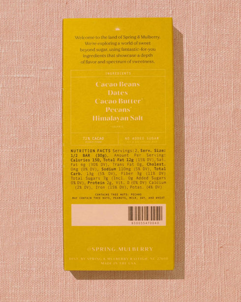 Mulberry, 2.1 Spring & Date Pecan Date Sweetened Chocolate Bar, Ounce