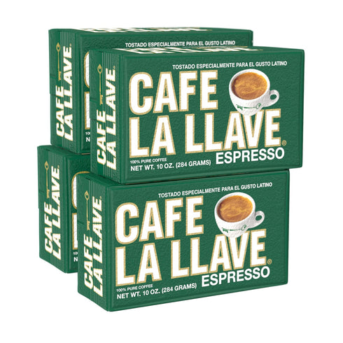 Cafe La Llave Dark Roast Ground Espresso Coffee, 10 oz Bricks (Pack